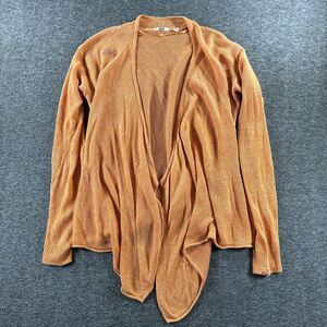Uniqlo Linen Open Cardigan Minimalist Drape Peach Boho Mended Light Sweater Sz L
